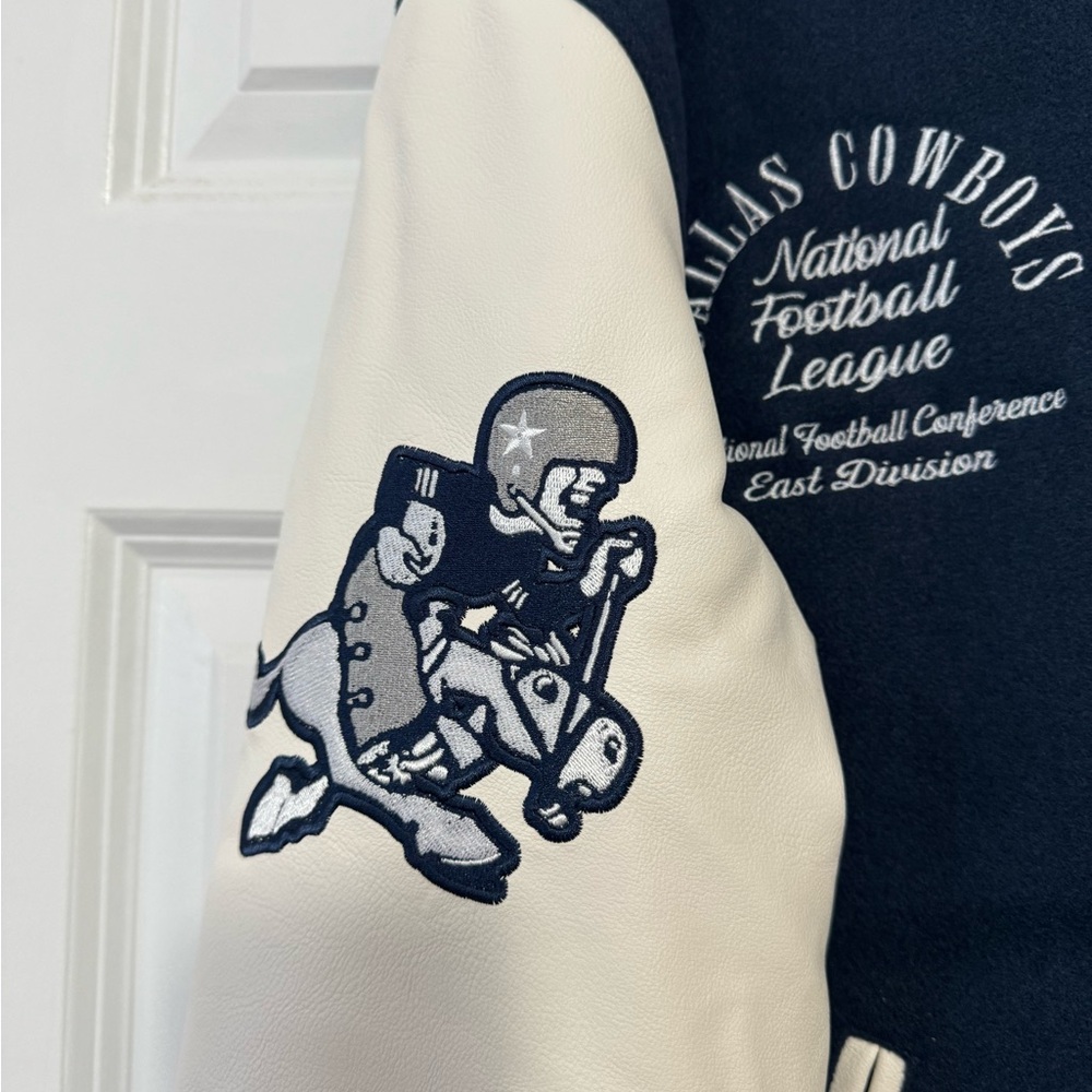 NFL Dallas Cowboys Navy and White Varsity Jacket - Picture 5 of 6